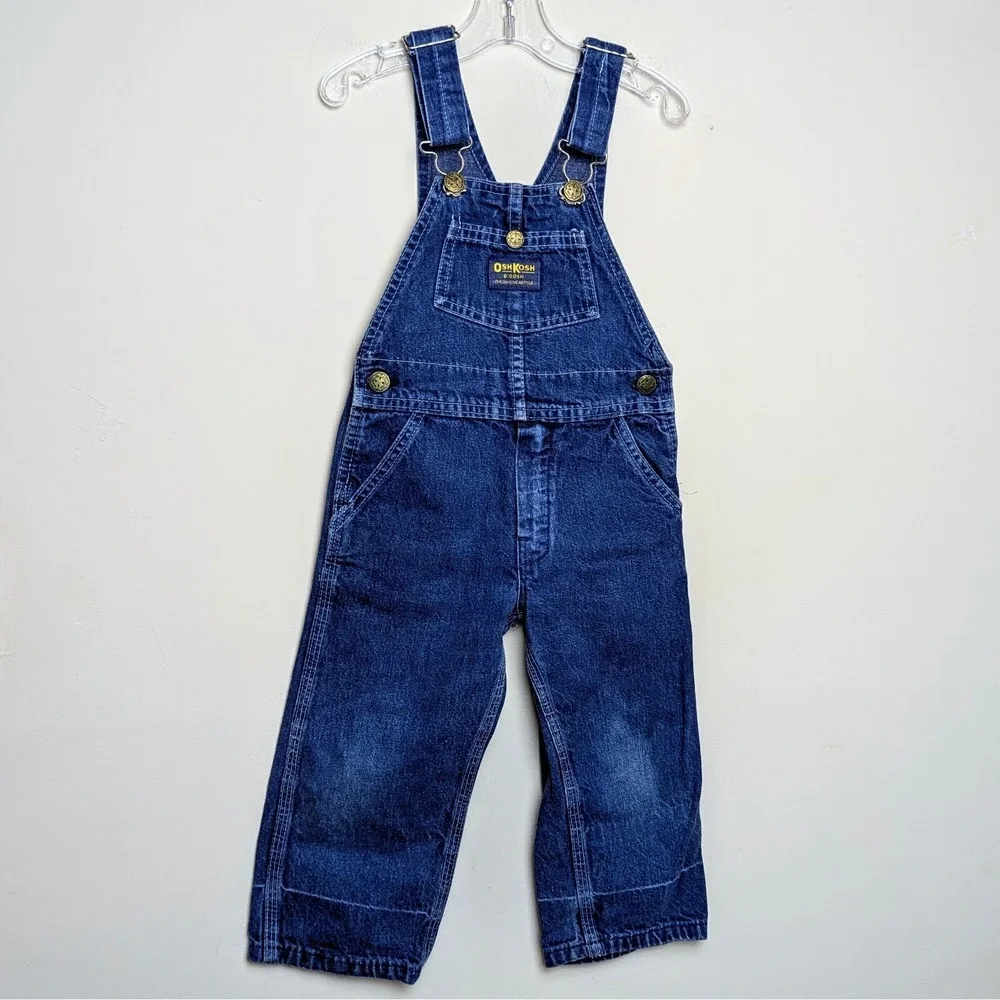 VINTAGE OSHKOSH B'GOSH 80S DENIM VESTBAK OVERALLS MADE IN USA TODDLER 3T